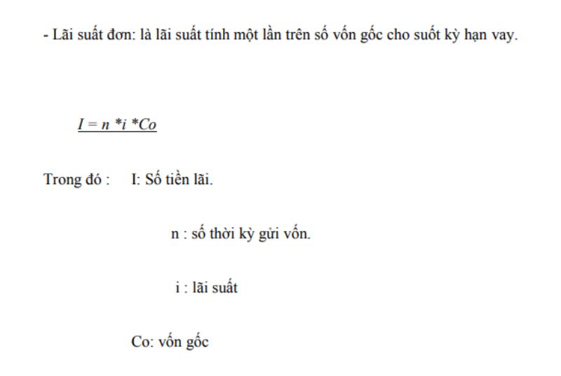 Công thức tính lãi đơn