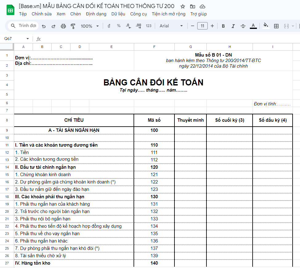 Đăng ký và bảng cân đối tài sản cố định