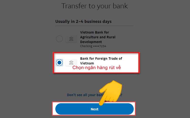 Hướng dẫn rút tiền PayPal về ngân hàng
