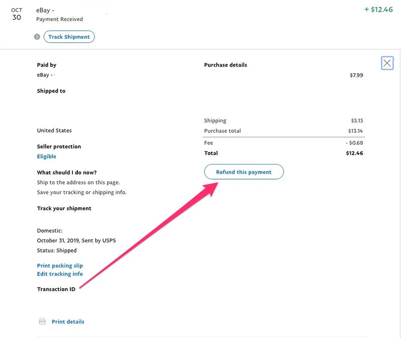 PayPal refund process